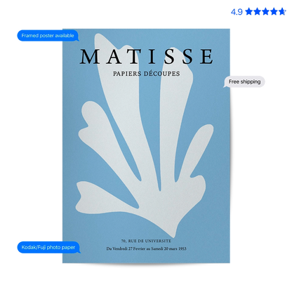Matisse Leaf — Cut-Out Art Print Blue Poster & Framed Print