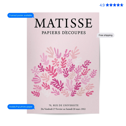 Matisse Botanical — Line Art Print Pink Poster & Framed Print