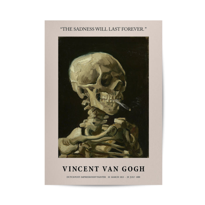 Skull of a Skeleton with Burning Cigarette Poster & Framed Print by Vincent Van Gogh - Nukkad Studios