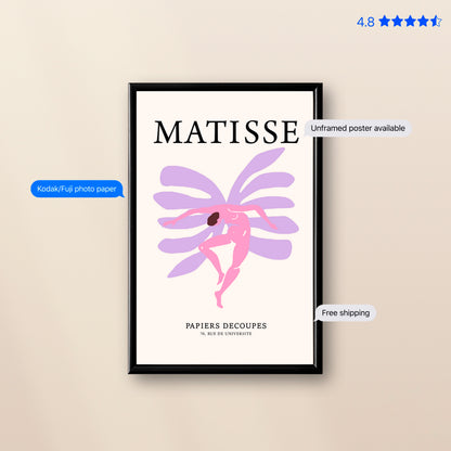 Matisse Jazz Figure — Cut-Out Art Print Purple Poster & Framed Print