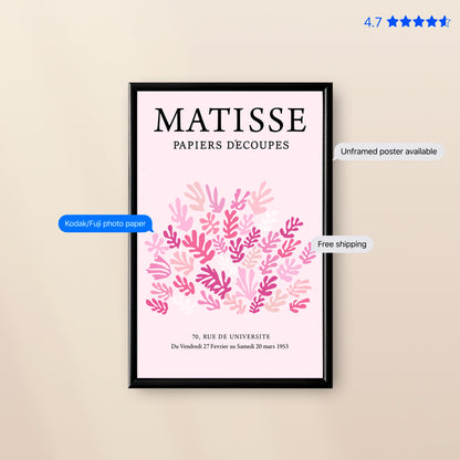 Matisse Botanical — Line Art Print Pink Poster & Framed Print