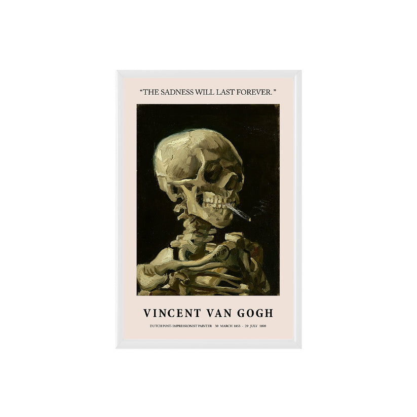 Skull of a Skeleton with Burning Cigarette Poster & Framed Print by Vincent Van Gogh - Nukkad Studios