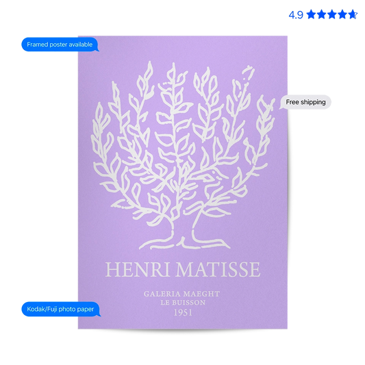 Matisse Coral — Cut-Out Art Print Purple Poster & Framed Print