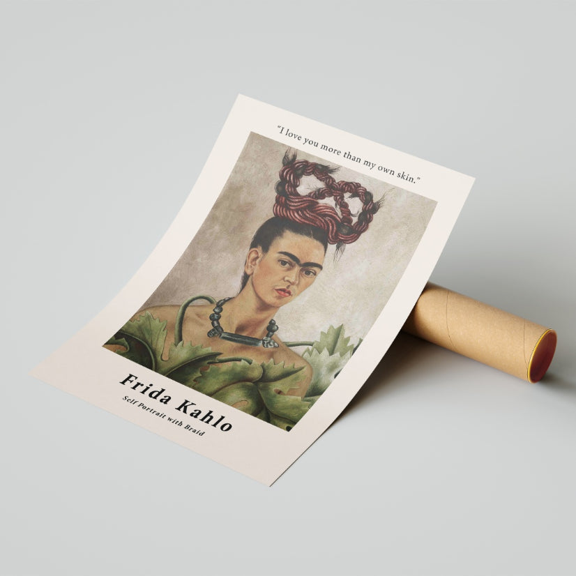 Self Portrait with Braid by Frida Kahlo Poster & Print