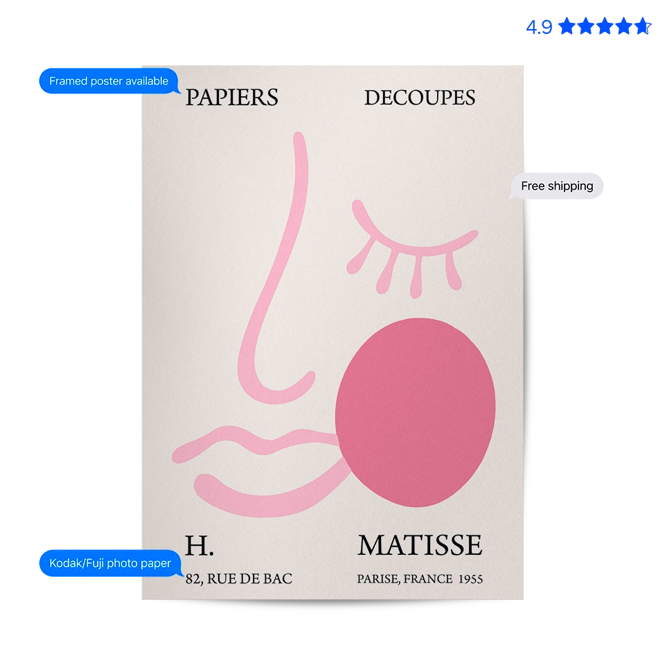 Matisse Face — Line Art Print Poster & Framed Print