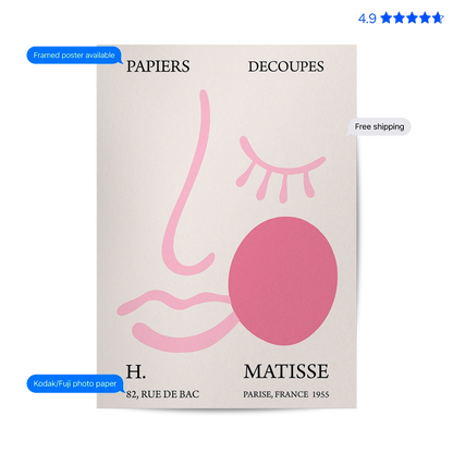 Matisse Face — Line Art Print Poster & Framed Print