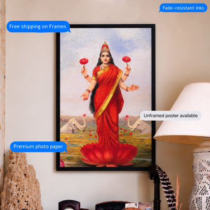 Goddess Lakshmi 1896 Vintage Poster & Framed Print