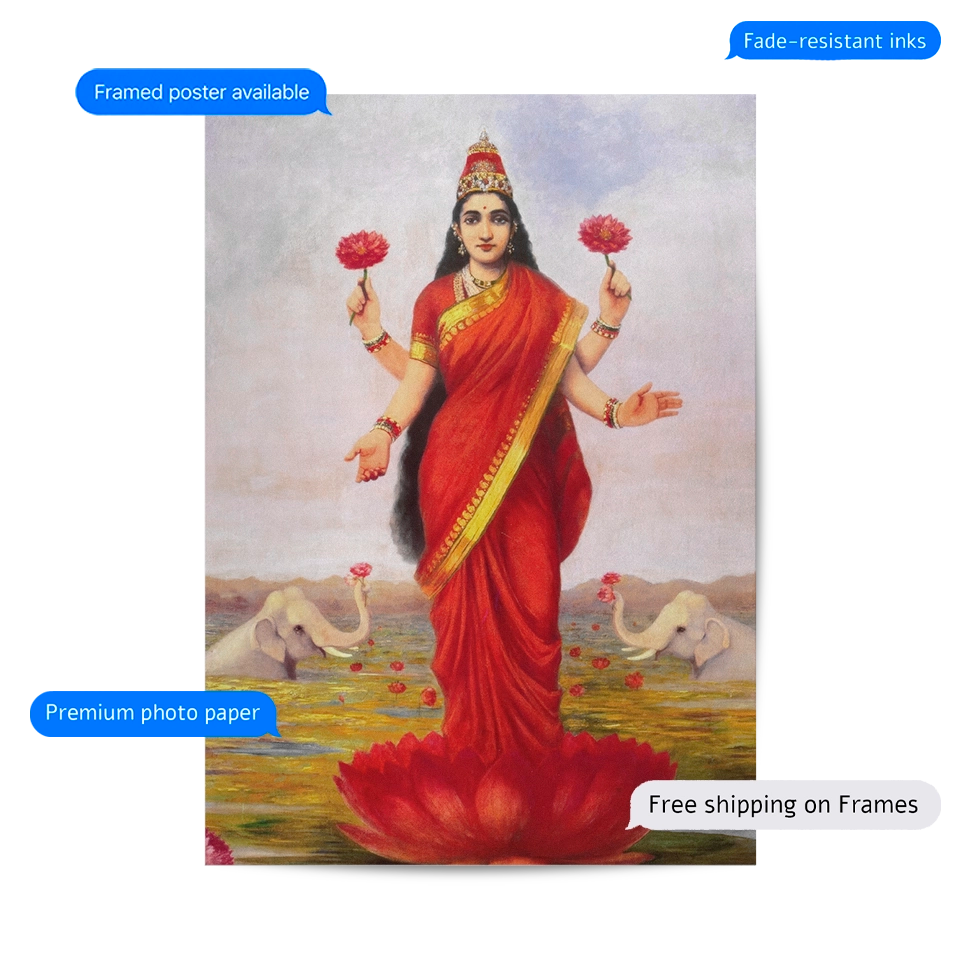 Goddess Lakshmi 1896 Vintage Poster & Framed Print