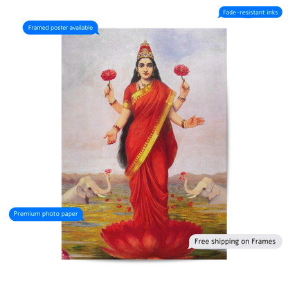 Goddess Lakshmi 1896 Vintage Poster & Framed Print
