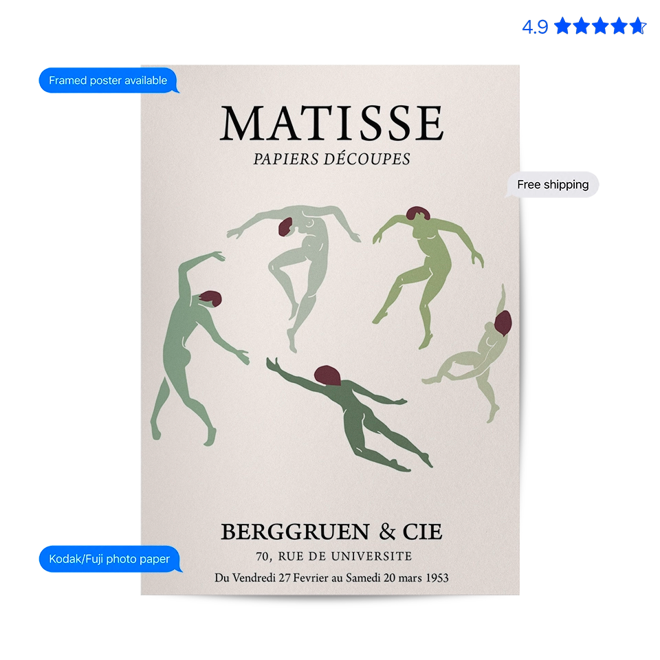 Matisse Dance — Art Print Green Poster & Framed Print