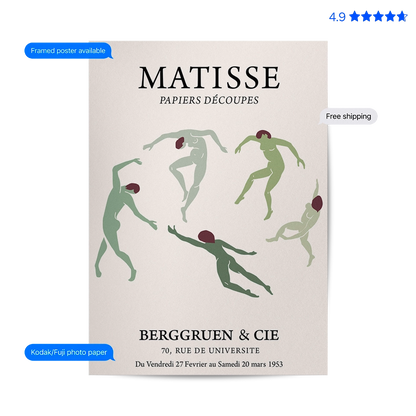 Matisse Dance — Art Print Green Poster & Framed Print
