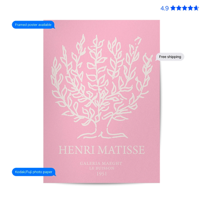 Matisse Coral — Cut-Out Art Print Pink Poster & Framed Print