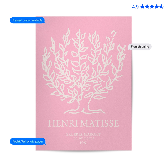 Matisse Coral — Cut-Out Art Print Pink Poster & Framed Print