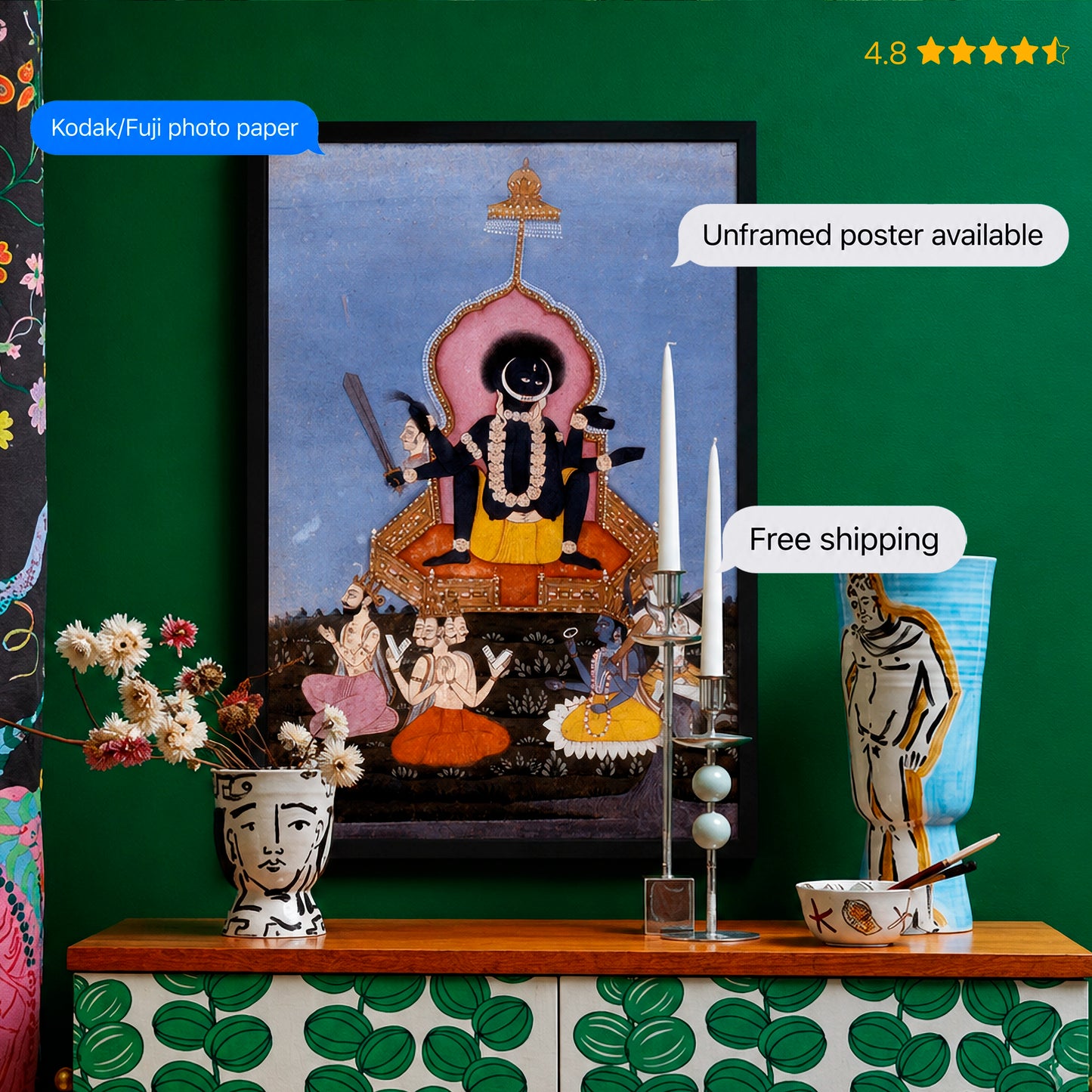 Kali as the Supreme Deity Vintage Poster & Framed Print