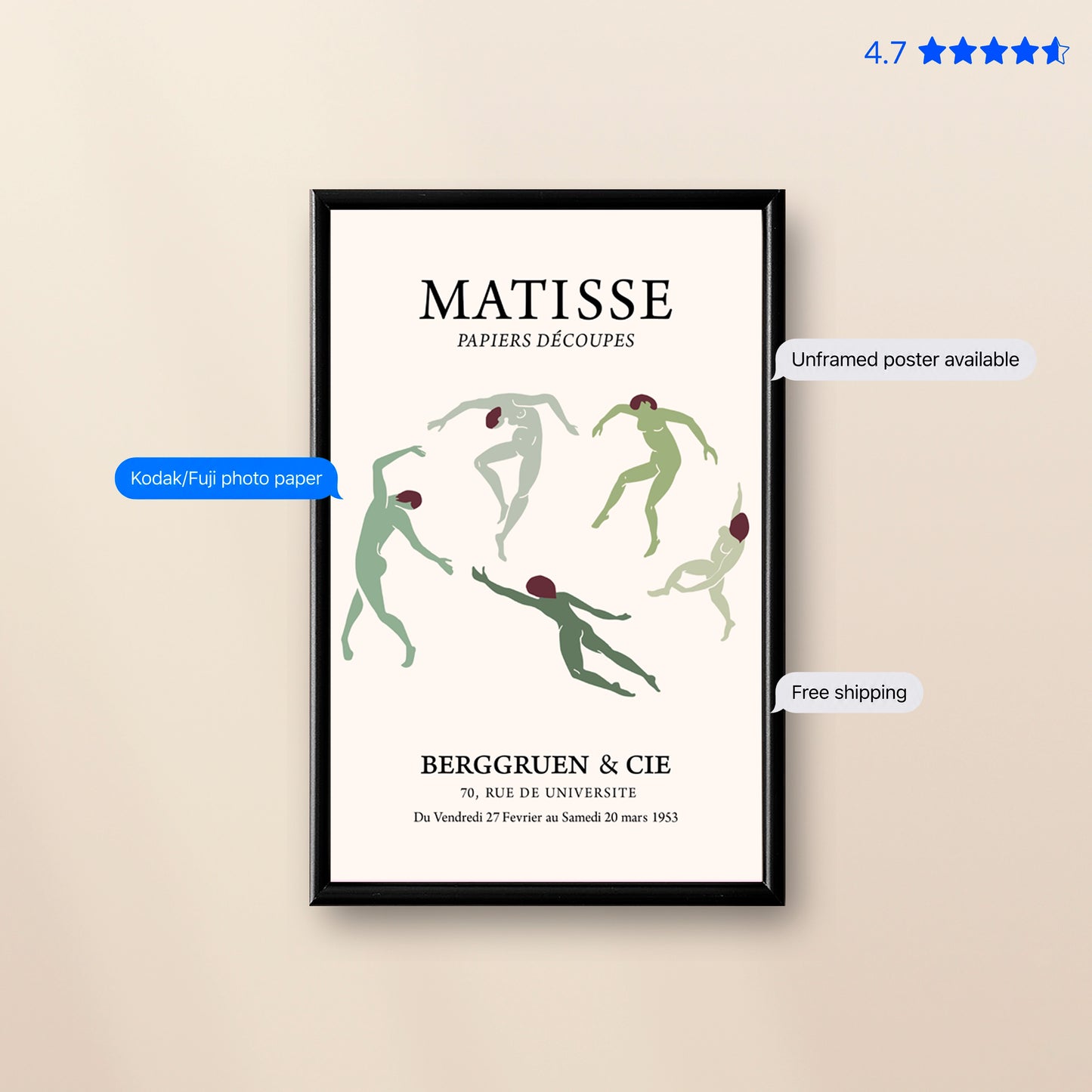 Matisse Dance — Art Print Green Poster & Framed Print