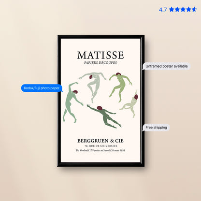 Matisse Dance — Art Print Green Poster & Framed Print