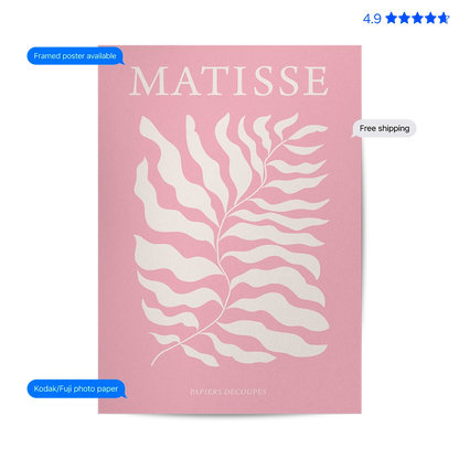 Matisse Fern — Cut-Out Art Print Pink Poster & Framed Print