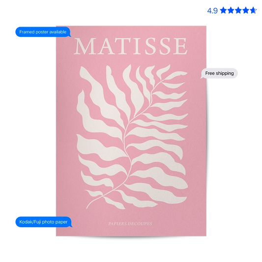 Matisse Fern — Cut-Out Art Print Pink Poster & Framed Print