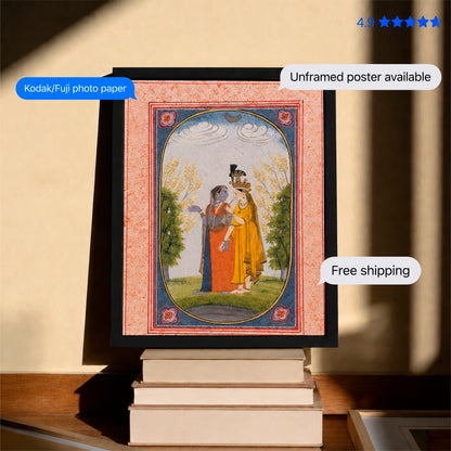 Radha and Krishna dress in each other's Clothing Vintage Poster & Framed Print