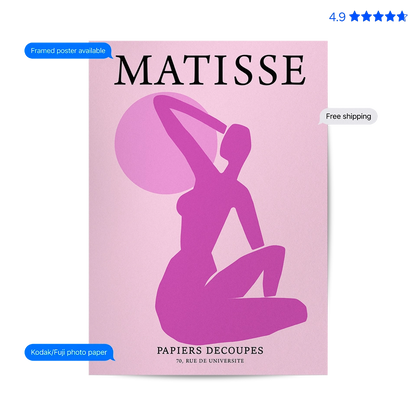 Matisse Lady — Cut-Out Art Print Pink Poster & Framed Print
