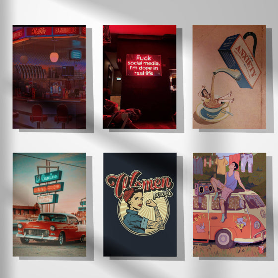 Retro Vibe Kit - 51 Prints (4x 6 - Postcard size) - Nukkad Studios