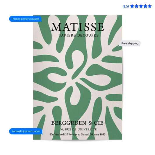 Matisse Leaf — Cut-Out Art Print Green Poster & Framed Print