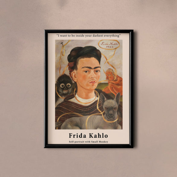 Self Portrait with Small Monkey by Frida Kahlo Poster & Print - Nukkad Studios