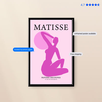 Matisse Lady — Cut-Out Art Print Pink Poster & Framed Print