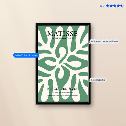 Matisse Leaf — Cut-Out Art Print Green Poster & Framed Print