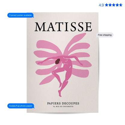 Matisse Jazz Figure — Cut-Out Art Print Pink Poster & Framed Print