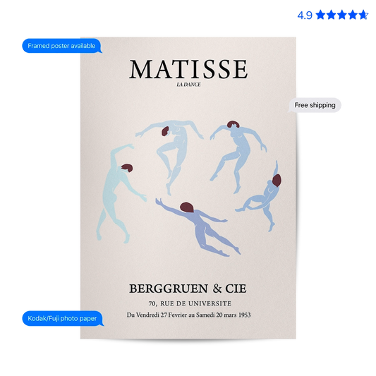 Matisse Dance — Art Print Blue Poster & Framed Print