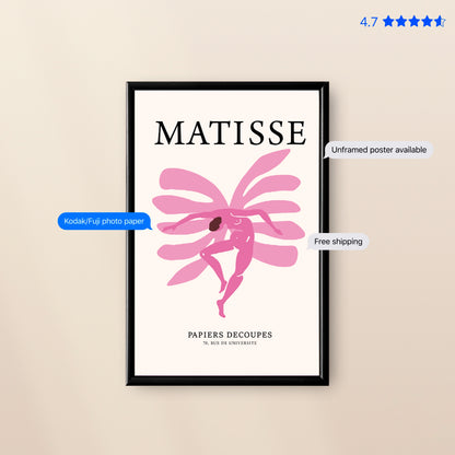Matisse Jazz Figure — Cut-Out Art Print Pink Poster & Framed Print