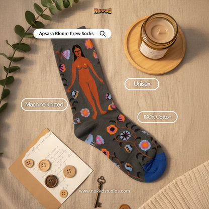 Apsara Bloom Floral Art Socks