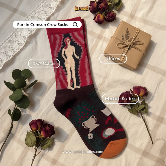 Apsara In Crimson Art Socks