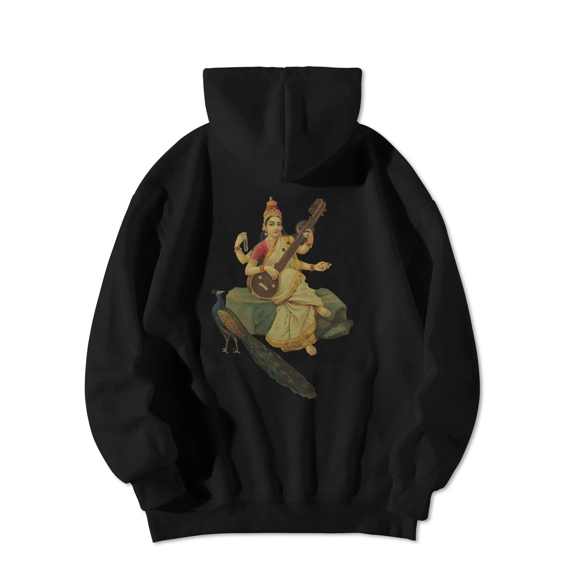 Maa Saraswati Raja Ravi Varma Back Hoodie - Nukkad Studios