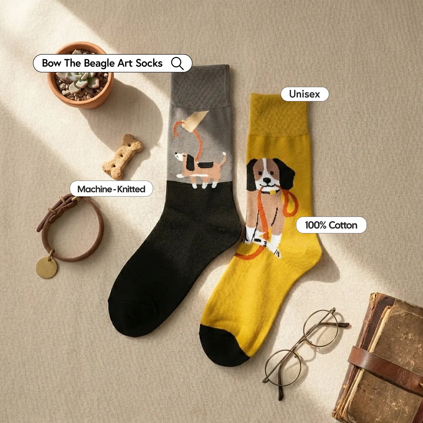 Bow The Beagle Art Socks