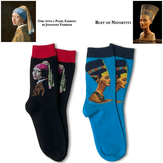 Bust of Nefertiti & Girl with a Pearl Earring Socks