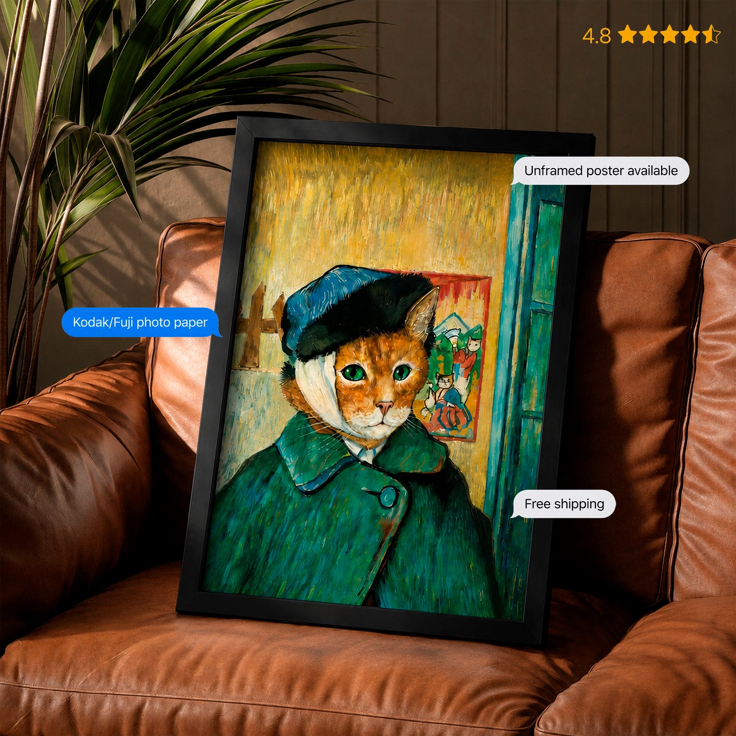 Vincat van Gogh - Bandaged Ear Art Print Poster & Framed Print