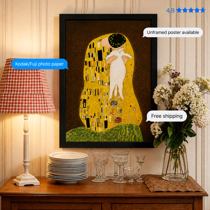 The Cat's Kiss — Klimt's The Kiss Art Print Poster & Framed Print