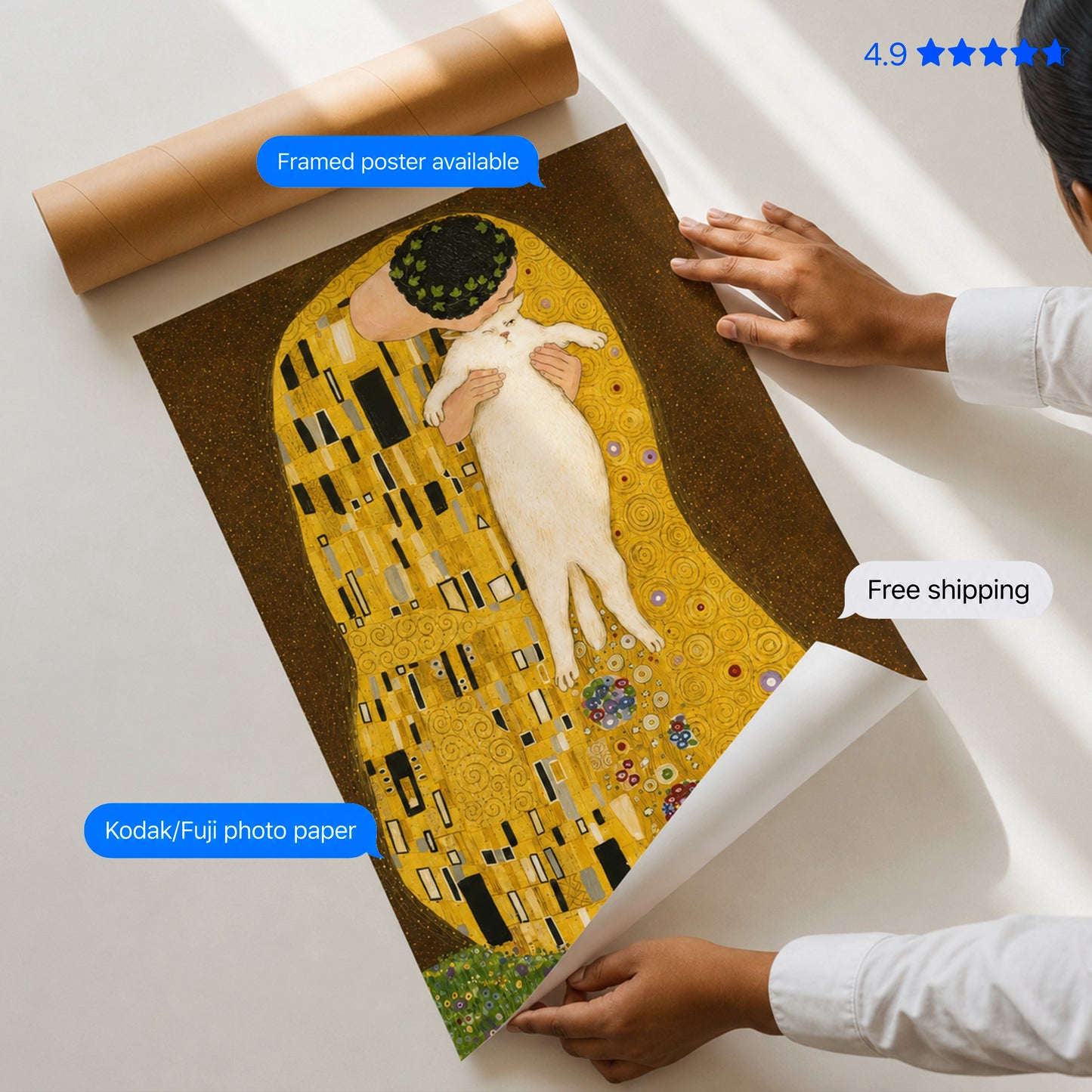 The Cat's Kiss — Klimt's The Kiss Art Print Poster & Framed Print