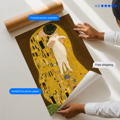 The Cat's Kiss — Klimt's The Kiss Art Print Poster & Framed Print