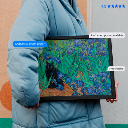 Cat Among the Irises — Van Gogh's Irises Art Print Poster & Framed Print