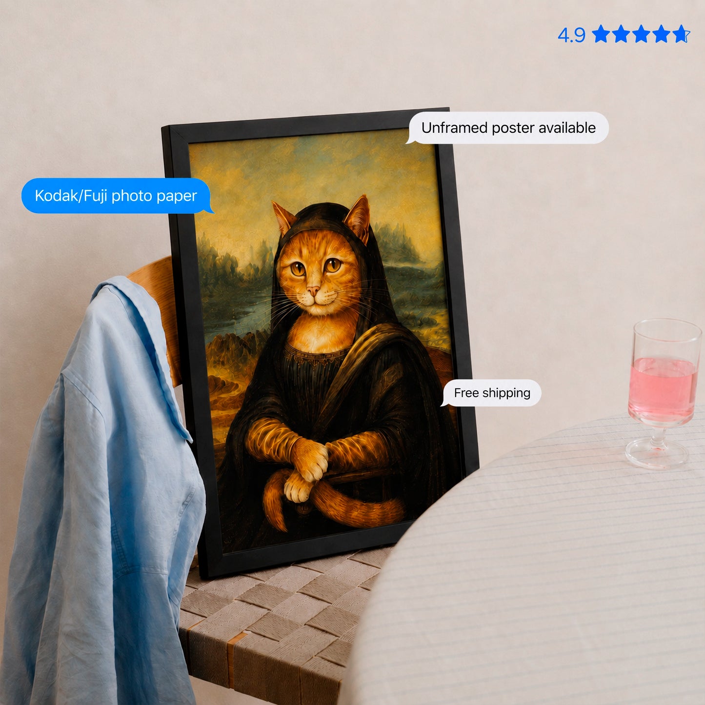 Meowna Lisa — da Vinci's Mona Lisa Art Print Poster & Framed Print