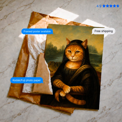 Meowna Lisa — da Vinci's Mona Lisa Art Print Poster & Framed Print
