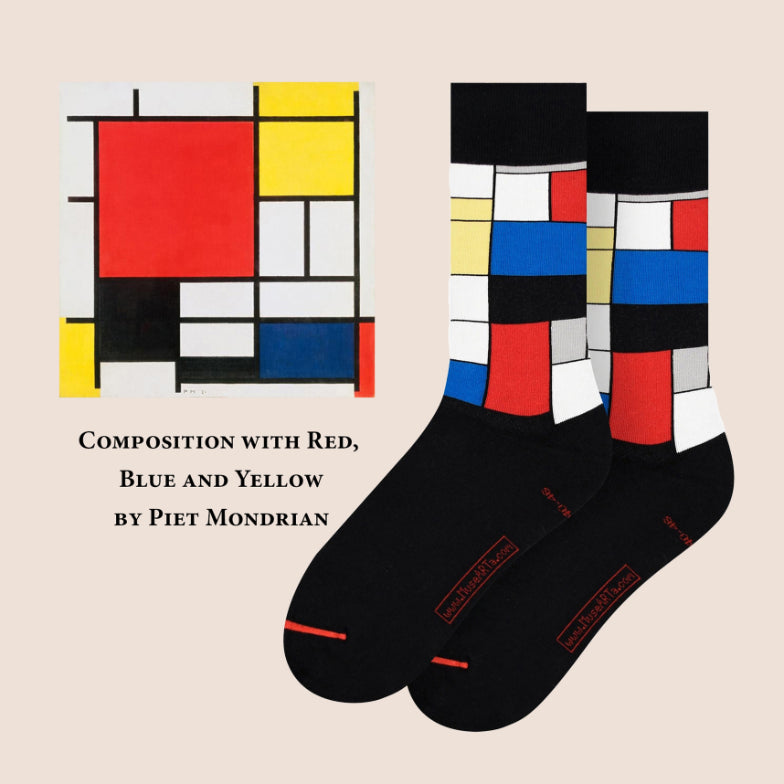 Composition with Red, Blue and Yellow By Piet Mondrian Socks
