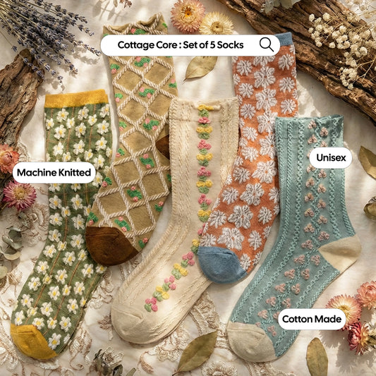 Cottage Core : Delicate Art Socks Set of 5