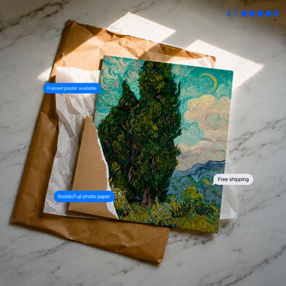 Cypresses by Vincent van Gogh Poster & Framed Print