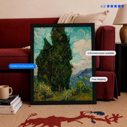 Cypresses by Vincent van Gogh Poster & Framed Print