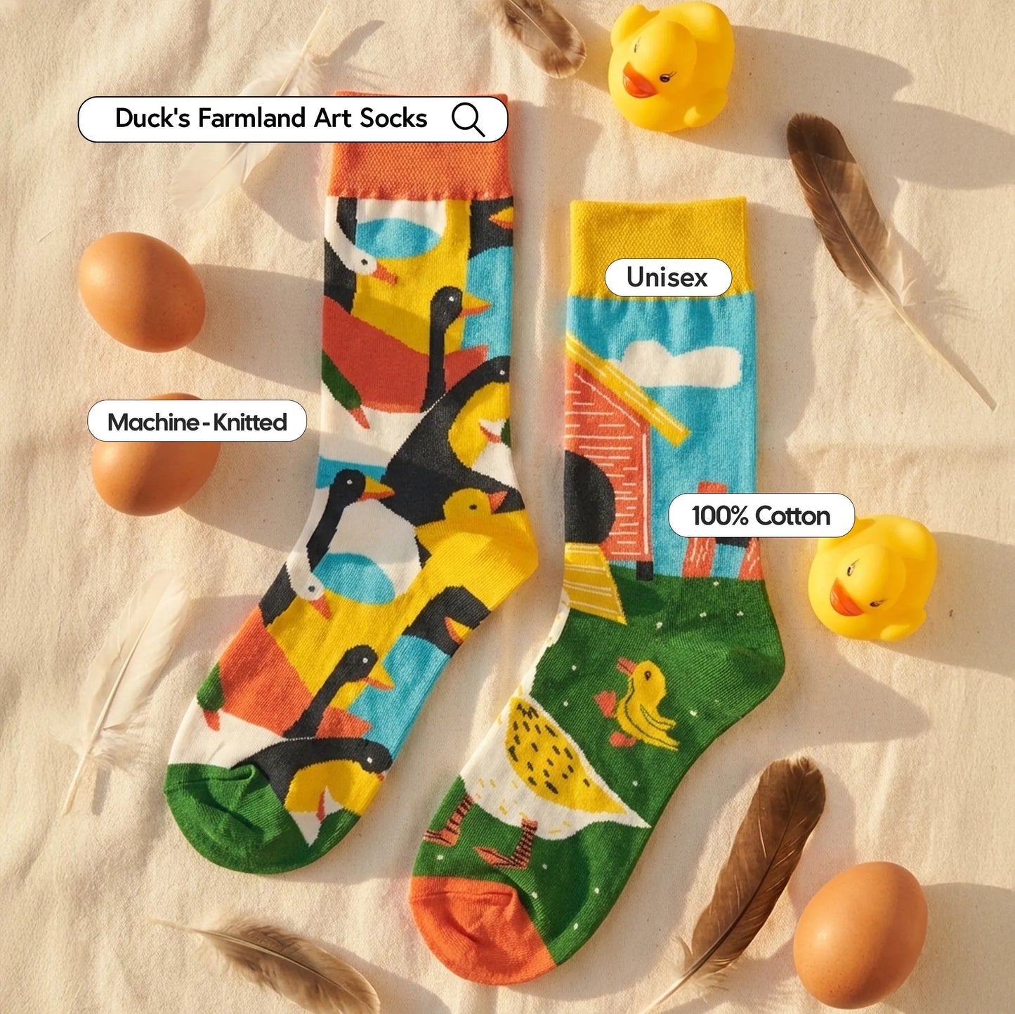 Duck's Farmland Art Socks