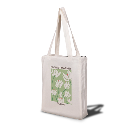 Flower Market Tokyo Tote Bag with Zip